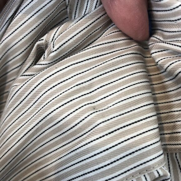 Chaps NWT Men's Tan/White Striped Twill Button Down Long Sleeve Shirt 16-16.5 L - Picture 10 of 10